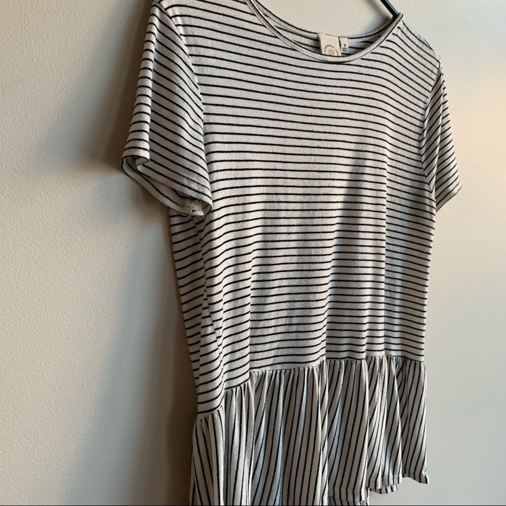Soft Striped Peplum T-Shirt